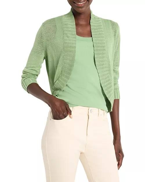 NIC+ZOE Women’s Bolero Cardigan Green Linen Blend 3/4 Sleeve XL $118 NWT