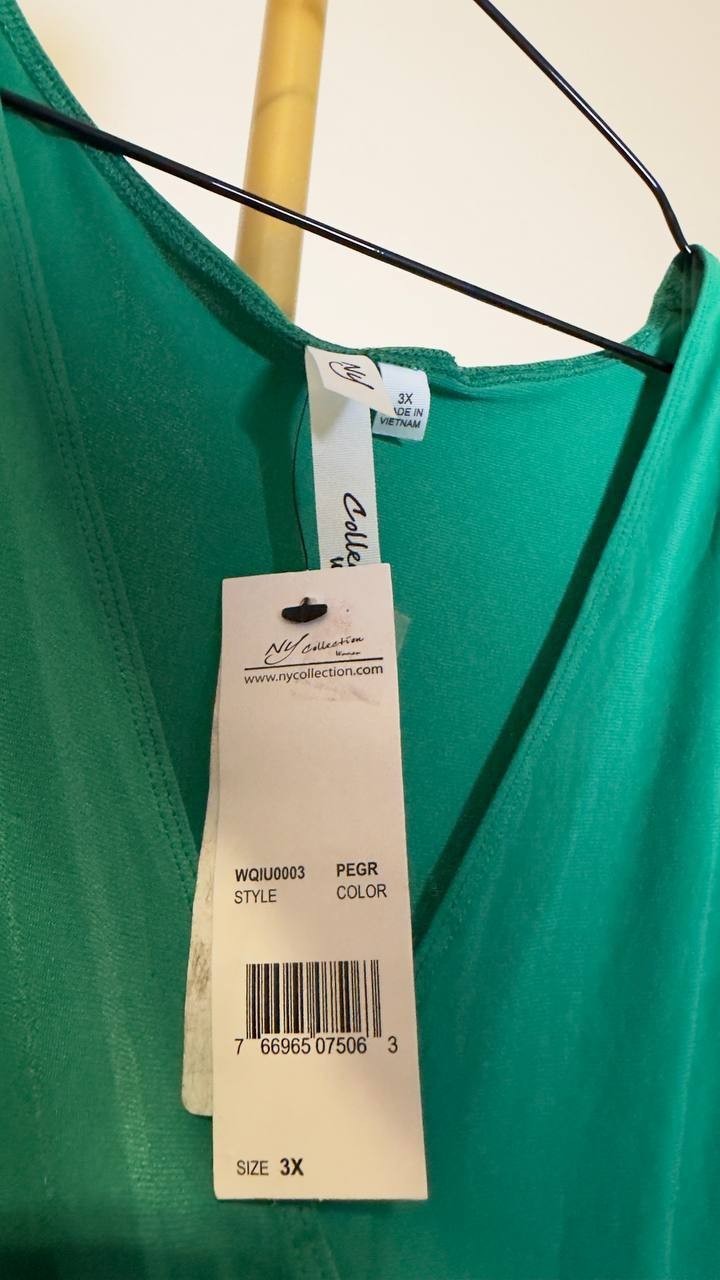 NY Collection Plus Sleeveless Surplice Belted Jumpsuit Green 3X NWT $70