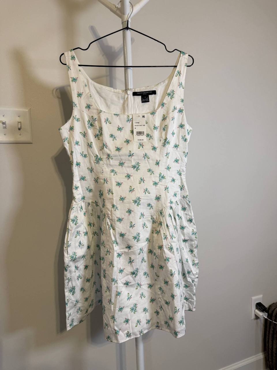 French Connection Anna Fleur Mini Dress -WHITE– Size M – NWT – MSRP $128