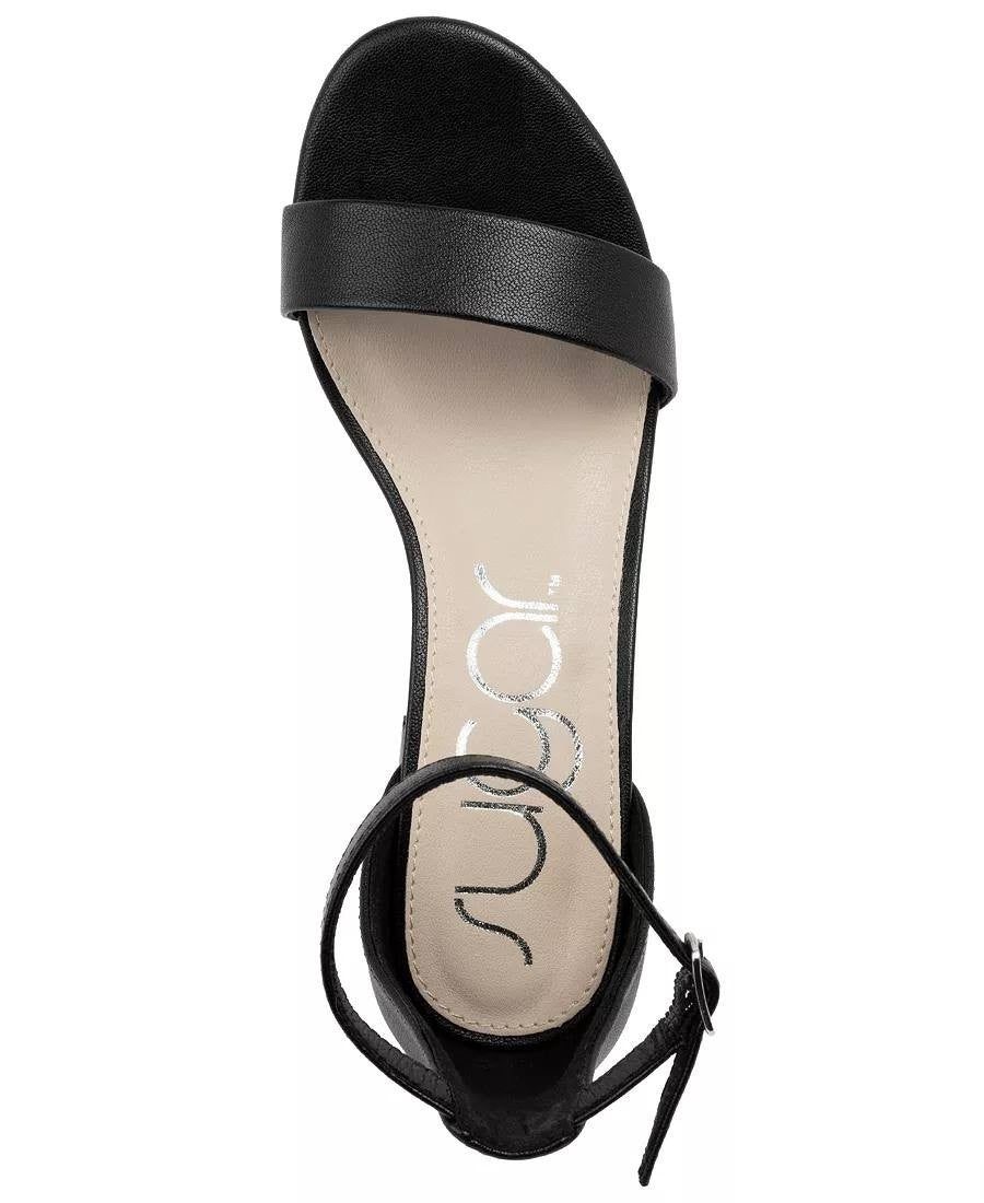 Sugar Noelle 7 Sandals 5M Black Low Block Heel Buckle Strap Dressy NIB msrp$59