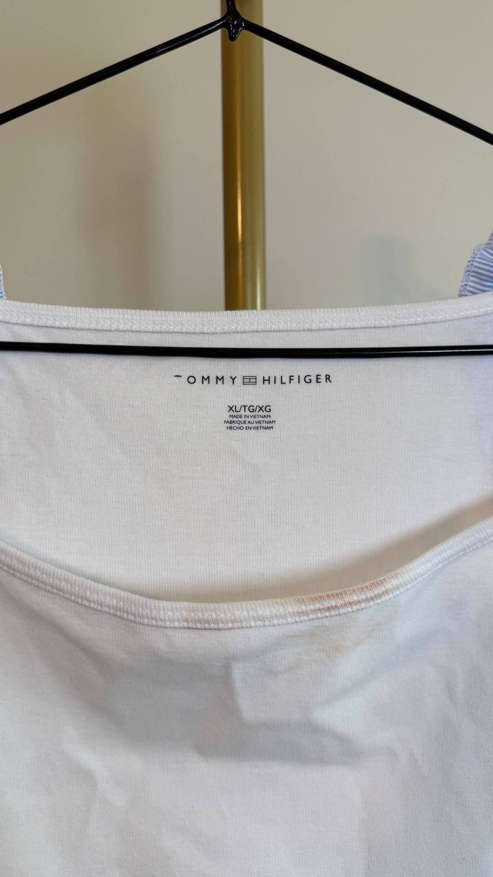 Tommy Hilfiger Ruffle Trim Cotton Tank Top White Sleeveless SizeXL NWT need wash