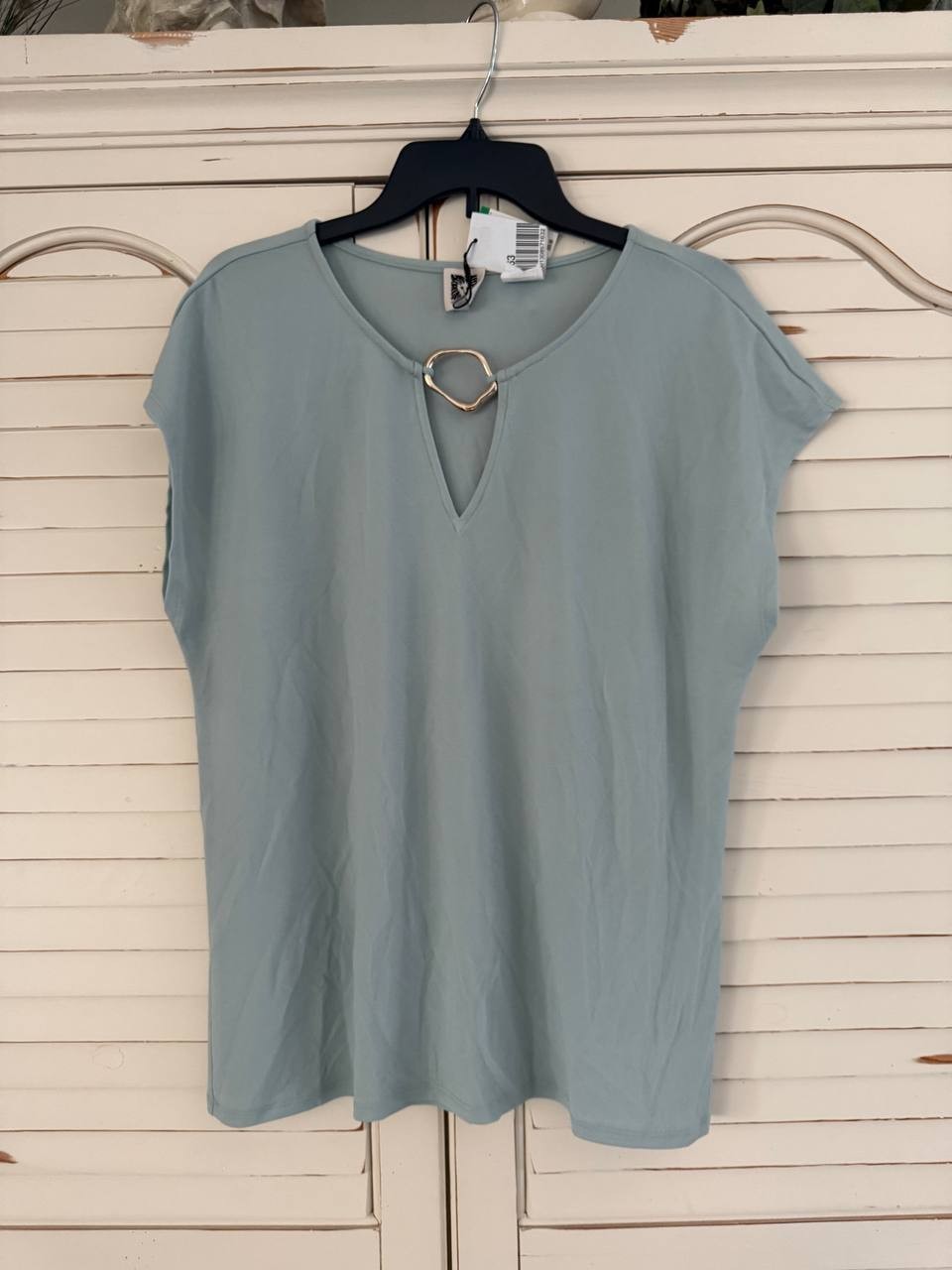 Anne Klein Soft Aloe Keyhole Blouse – Size L