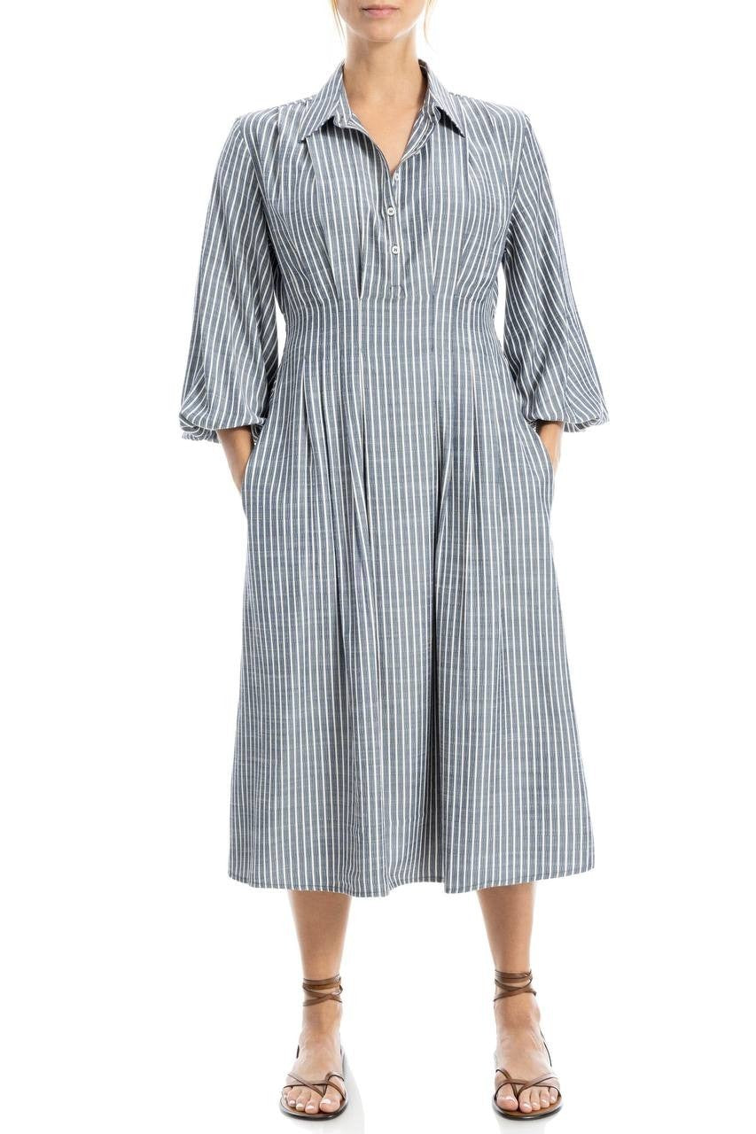 Max Studio Stripe Balloon Sleeve Shirtdress Grey/White XL NWT $188