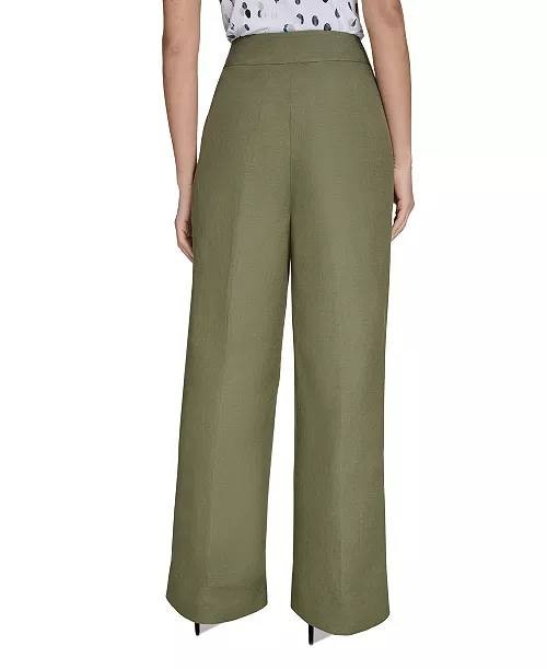 Calvin Klein Petite High‑Rise Wide‑Leg Pants – Olive Green – Size 14 – NWT