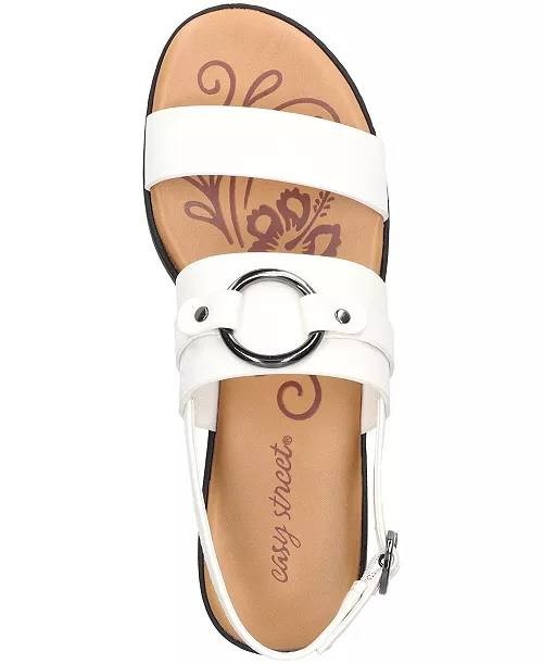 Easy  Street  Cohen  Slingback  Sandals  White  7W  New  $60