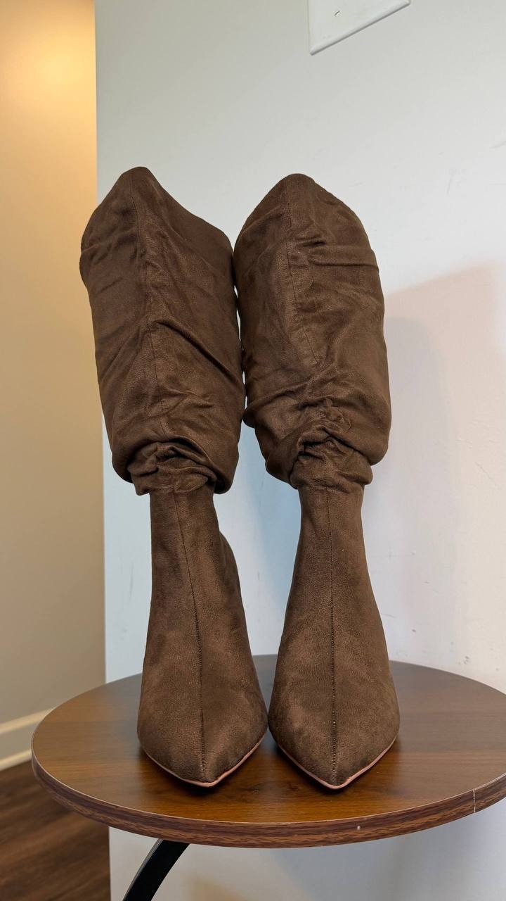 Journee Sonnet Slouchy Wide Calf Boots Chocolate 9M XWC Vegan Leather $79.99 NWB