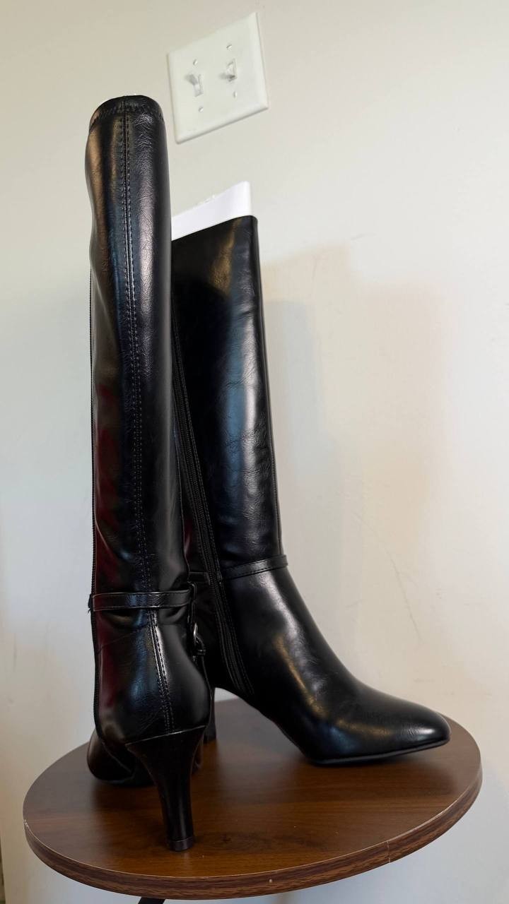 LifeStride Guild Knee High Dress Boots Black 7.5W Man‑Made $129.99 NWB