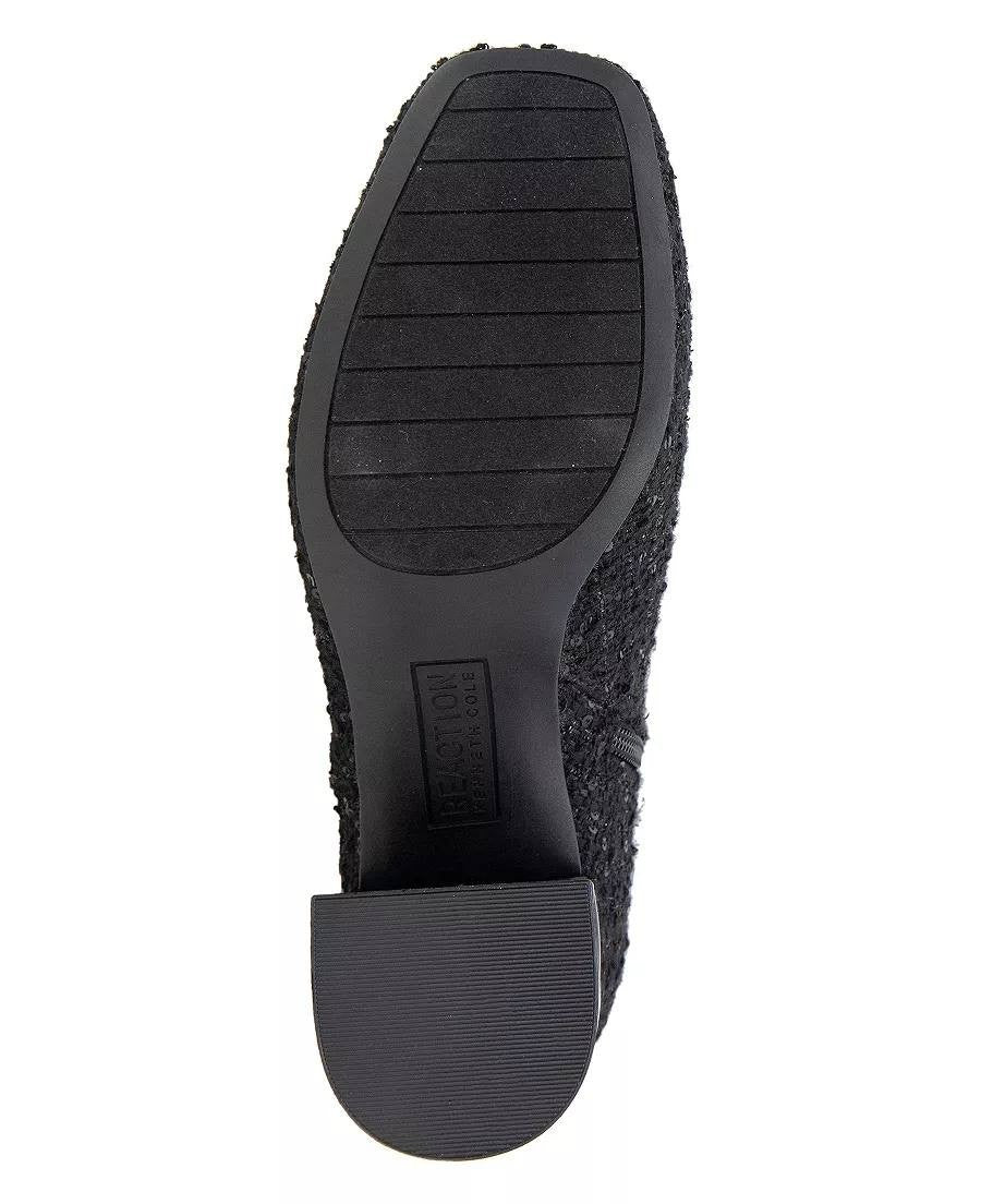 Kenneth Cole Reaction Lacey Booties 8.5M Black Fabric Square Toe NIB msrp$129