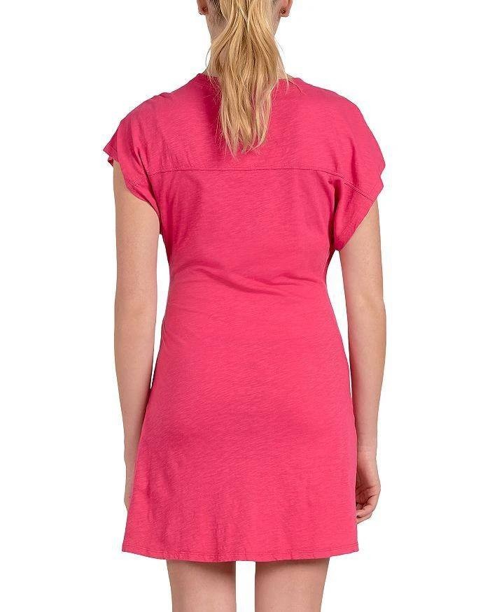 Elan Fuchsia Short Sleeve Side Tie Cotton Sheath Dress, Size M, Vacation