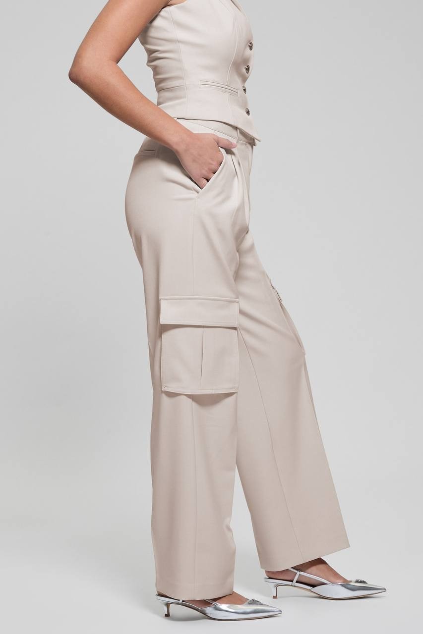 Guess Eco Matea Perfect Cargo Pants Muted Stone Lx32 NWT $148