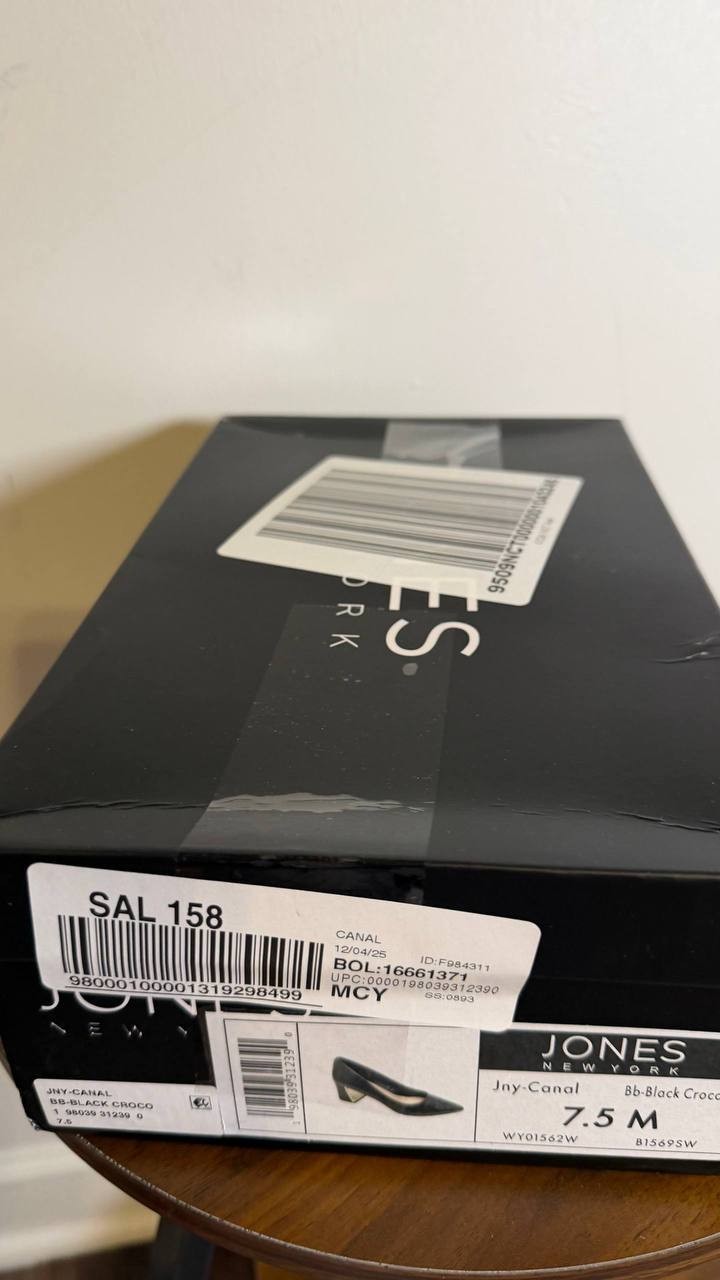 Jones New York Block Heel Pumps 7.5M Black Croco Faux Leather MSRP $69.90