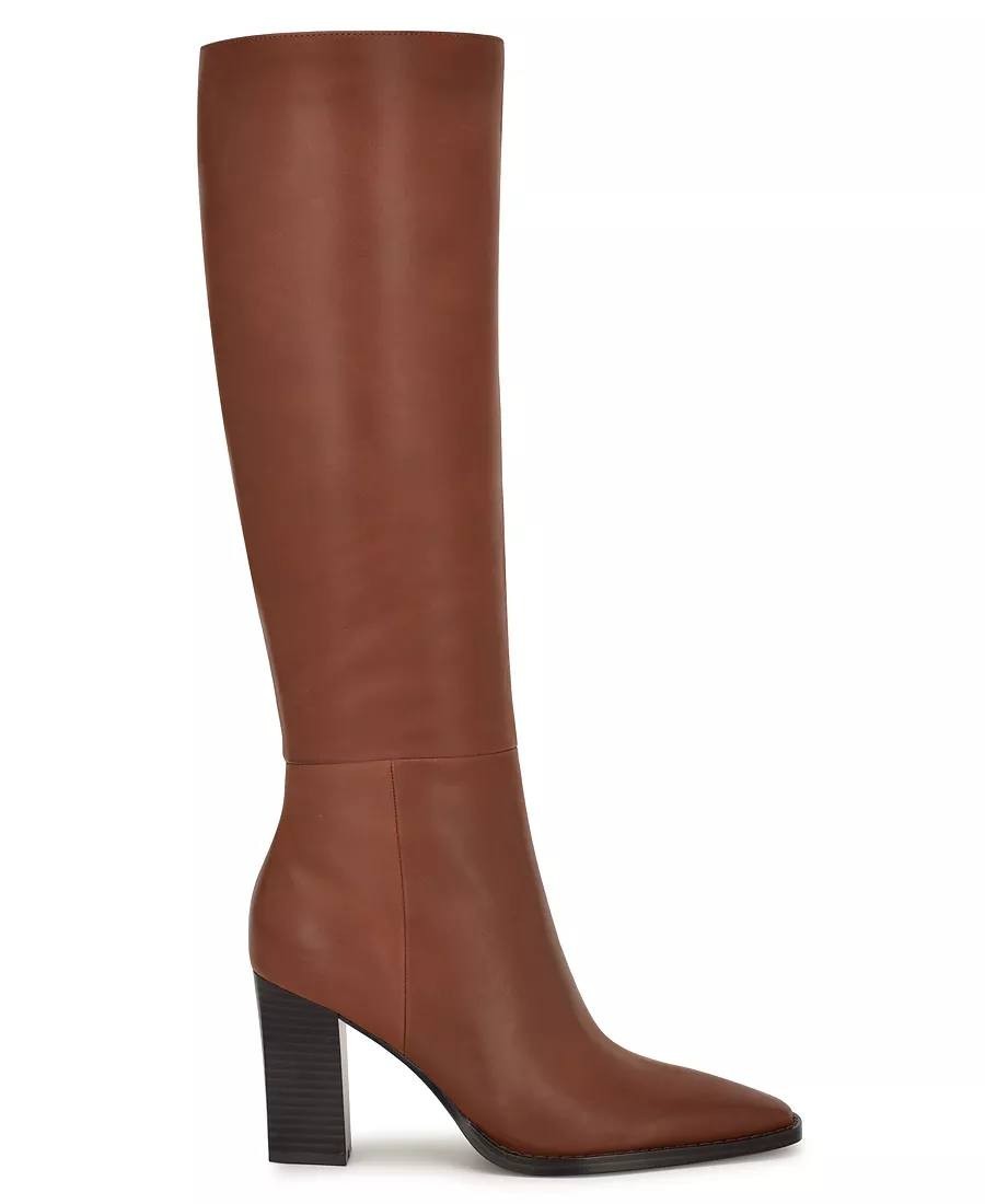 Nine West Zazz Boots 8.5M Medium Natural Leather Tall Square Toe NIB msrp$249