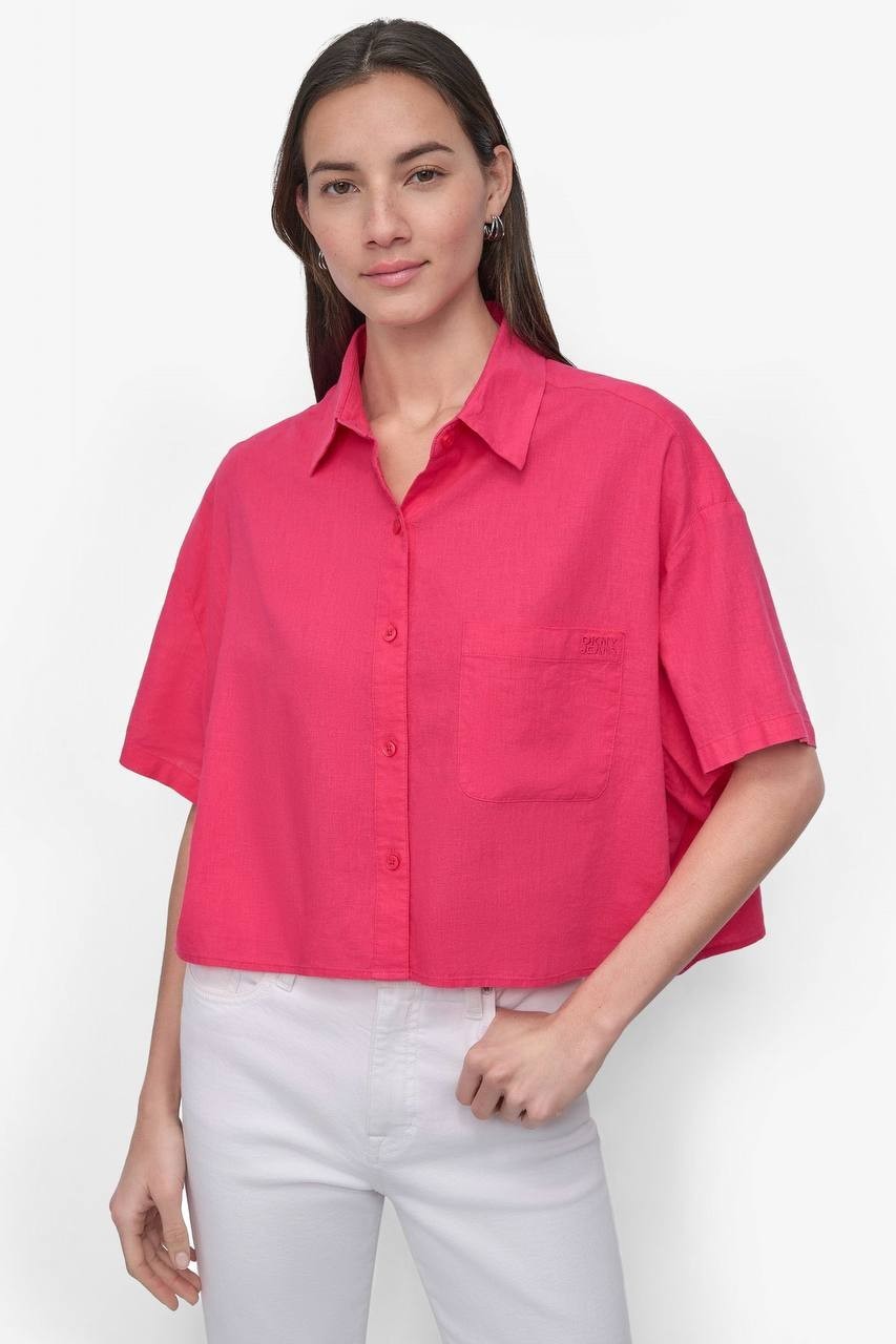 DKNY JEANS Textured Button‑Front Top – Size S – NWT – $79