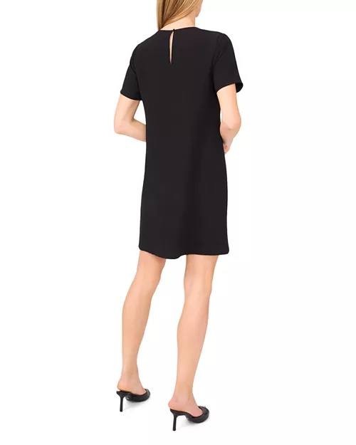 CeCe Sequin Bow Shift Dress Black Mini Lined Round Neck Size 12 NWT $119