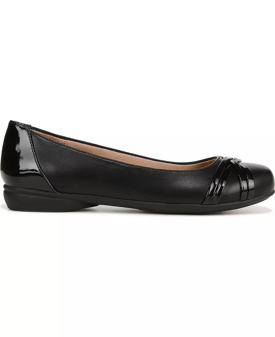 LifeStride Aliza Flats 5.5M Black Synthetic Slip‑On Round Toe NIB msrp$69.99