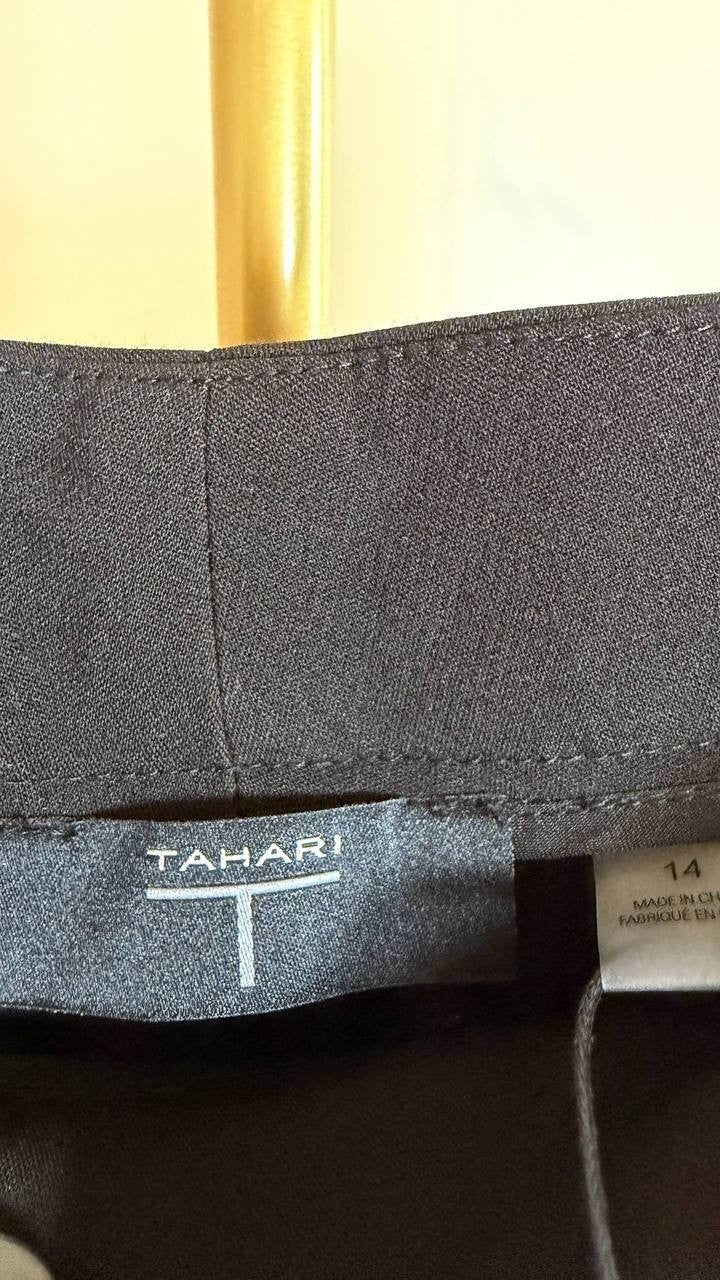T Tahari Women’s Pintucked Trousers Black High Rise Size 14 NWT $88