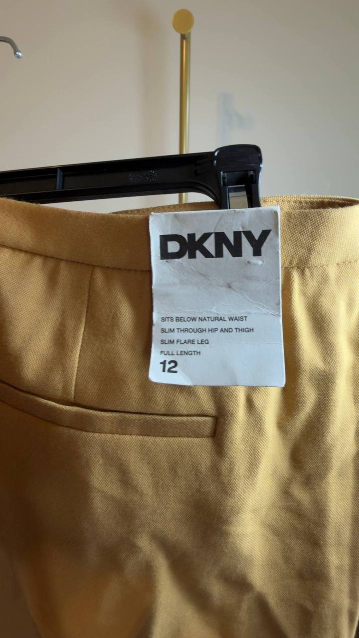 DKNY Plus Sueded Canvas High‑Rise Pants Beige 12 NWT $99