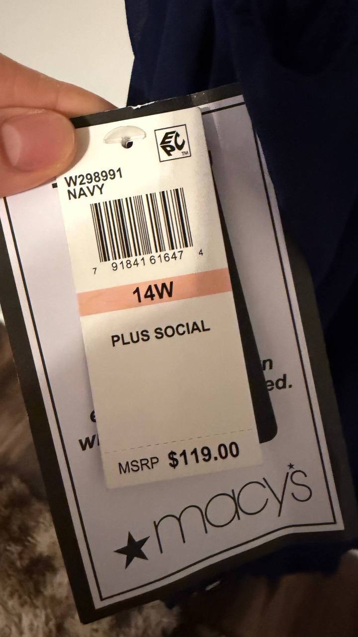 Here’s the complete eBay listing for the B. Darlin Trendy Plus Size V-Neck Sleev