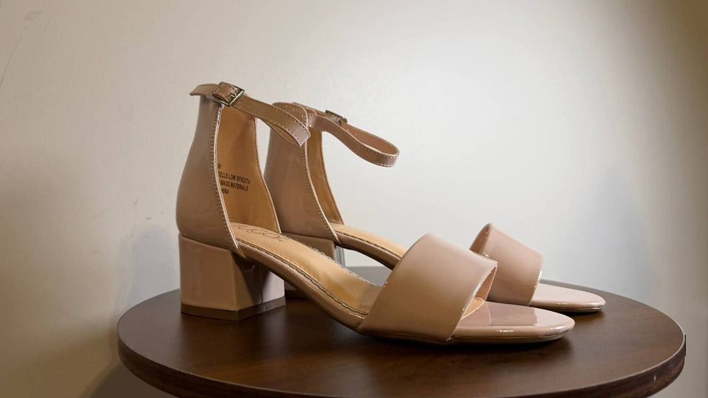 Sugar Strap Heel Sandals 8M Nude Man-Made New In Box