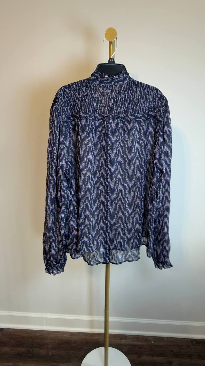 BOSS Orange Smocked Mock Neck Blouse Benvylla 14 NWT $179