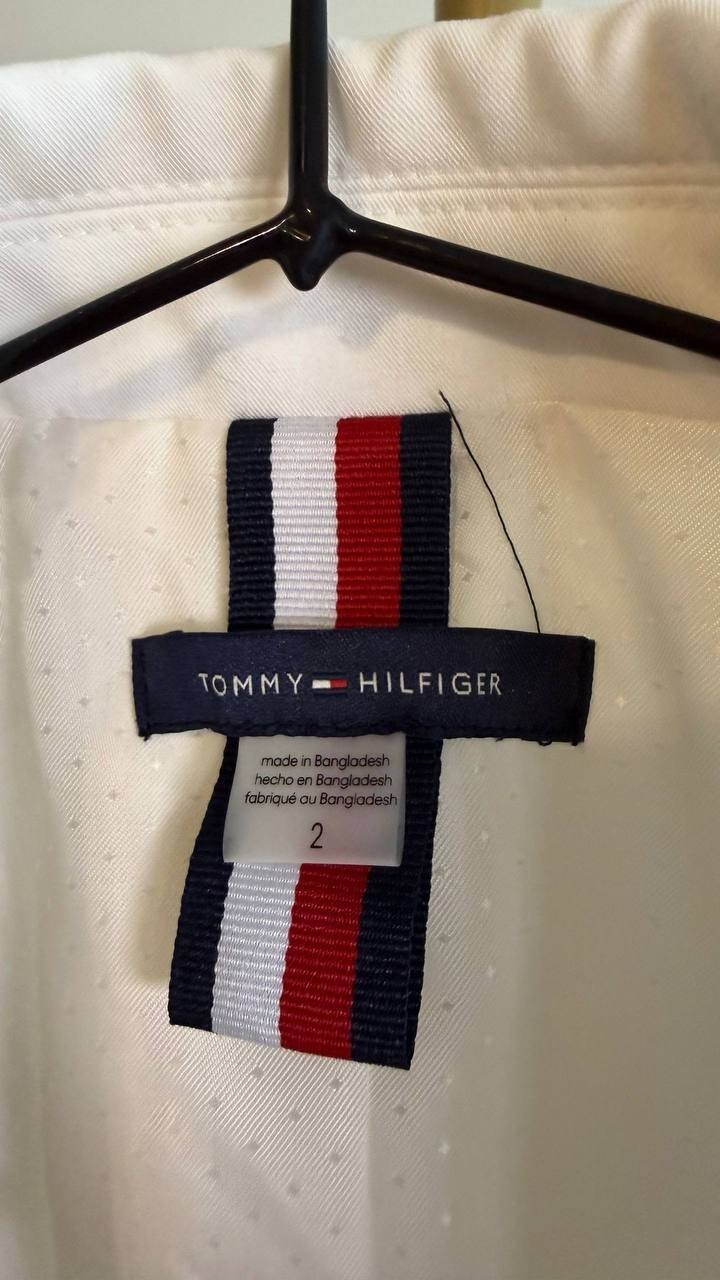 ommy Hilfiger Women’s Contrast‑Trim Puff‑Sleeve Jacket White 2 $159 NWOT