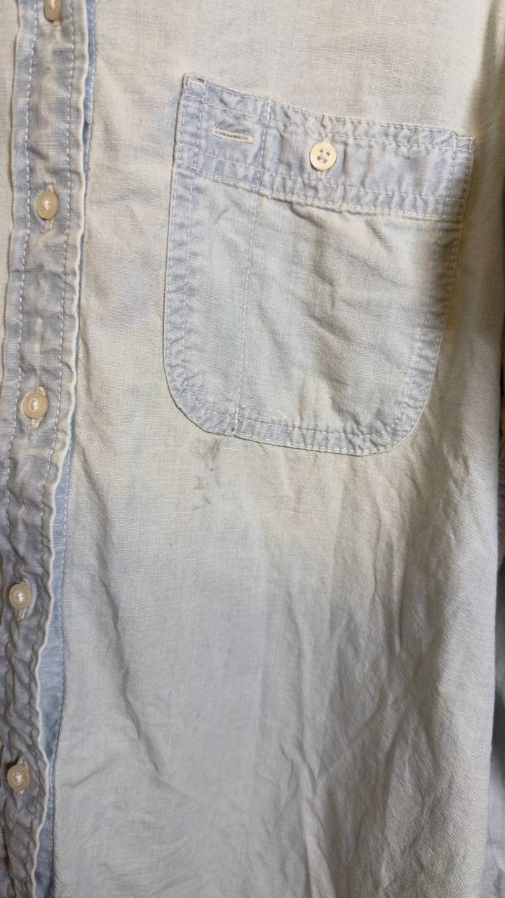 Lauren Ralph Lauren Women’s Cotton Roll Tab‑Sleeve Shirt Light Wash S/P $125