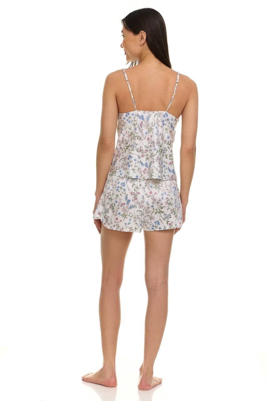 Flora Nikrooz Bowie Printed Satin Cami Set, Size M, White Sleepwear Pajamas