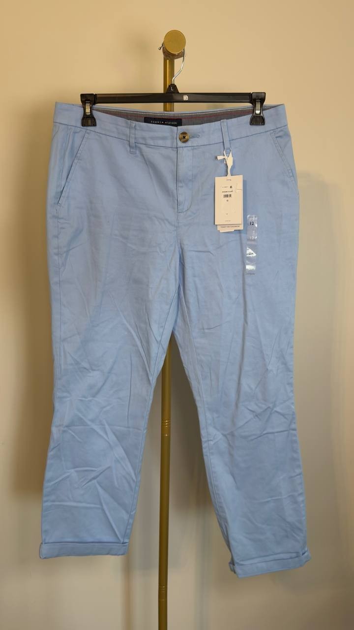 Tommy Hilfiger Twill Slim Chino Pants Breezy Blue 12 NWT $69.50