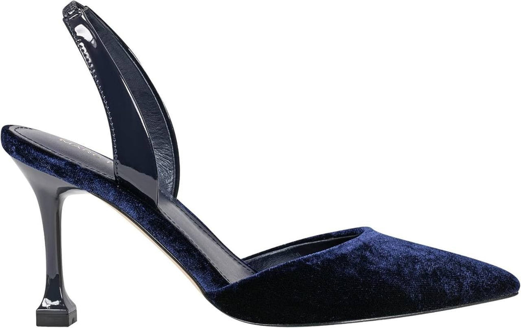 Marc Fisher Hadya Pumps 8M Navy Velvet Pre‑Owned Used at Home No Box $89