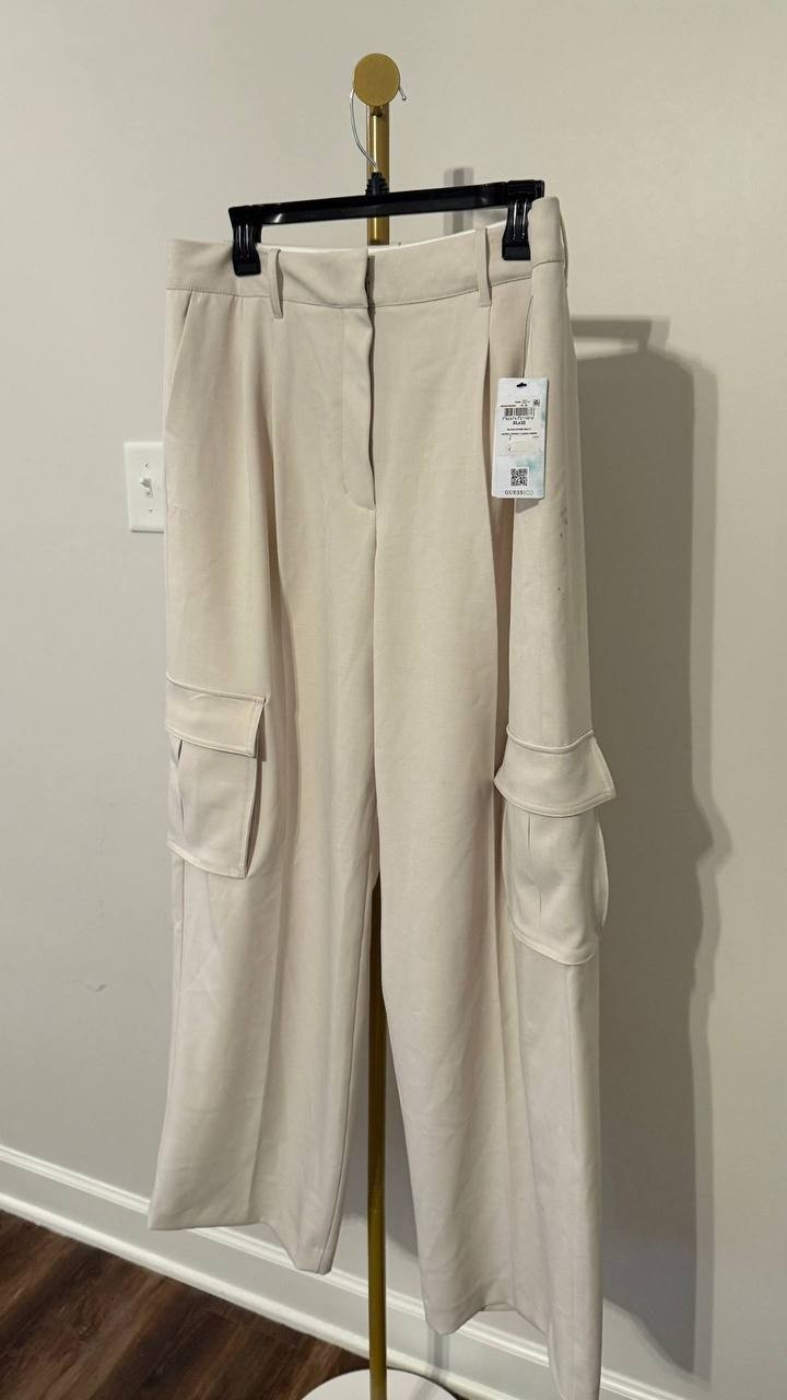 GUESS Eco Cargo Pants High-Rise Polyester Stone XL NWT