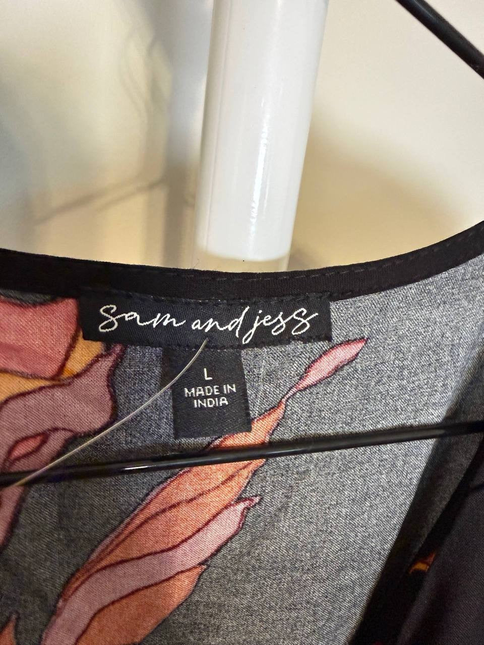 Sam & Jess Printed Faux‑Wrap Maxi Dress – Size L – NWT – $89