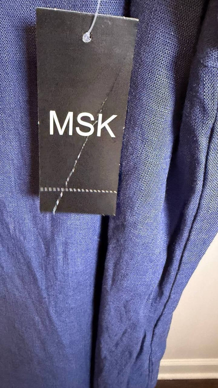MSK Petite Women’s Sleeveless Round‑Neck Shift Dress Navy M $79 NWT