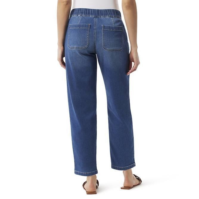 Gloria Vanderbilt Knitology Anya Drawstring Straight Leg Jeans L NWT $52
