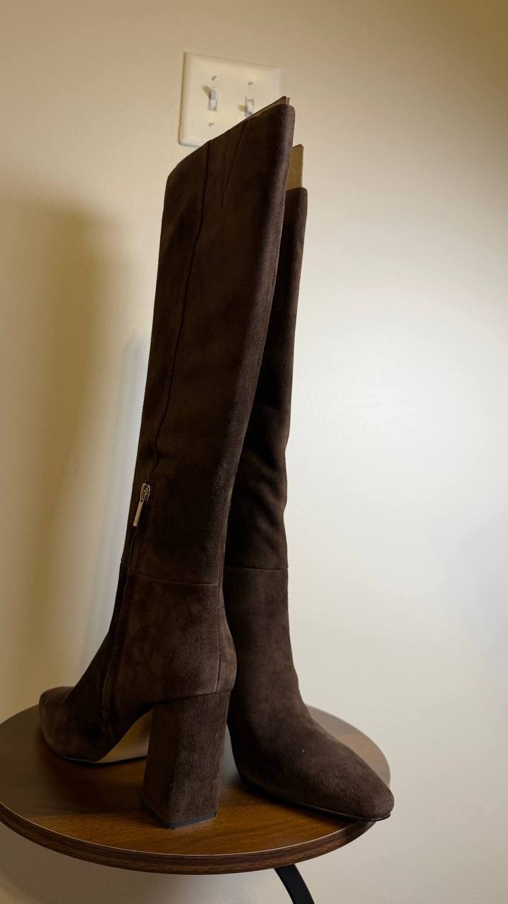 Marc Fisher LTD Yarli Boots 9M Dark Brown Leather Knee‑High Pull‑On NIB msrp$299