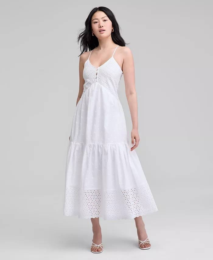 And Now This Petite Cotton Eyelet Tiered Maxi Dress – White –Size PS–NWT-MSRP$79