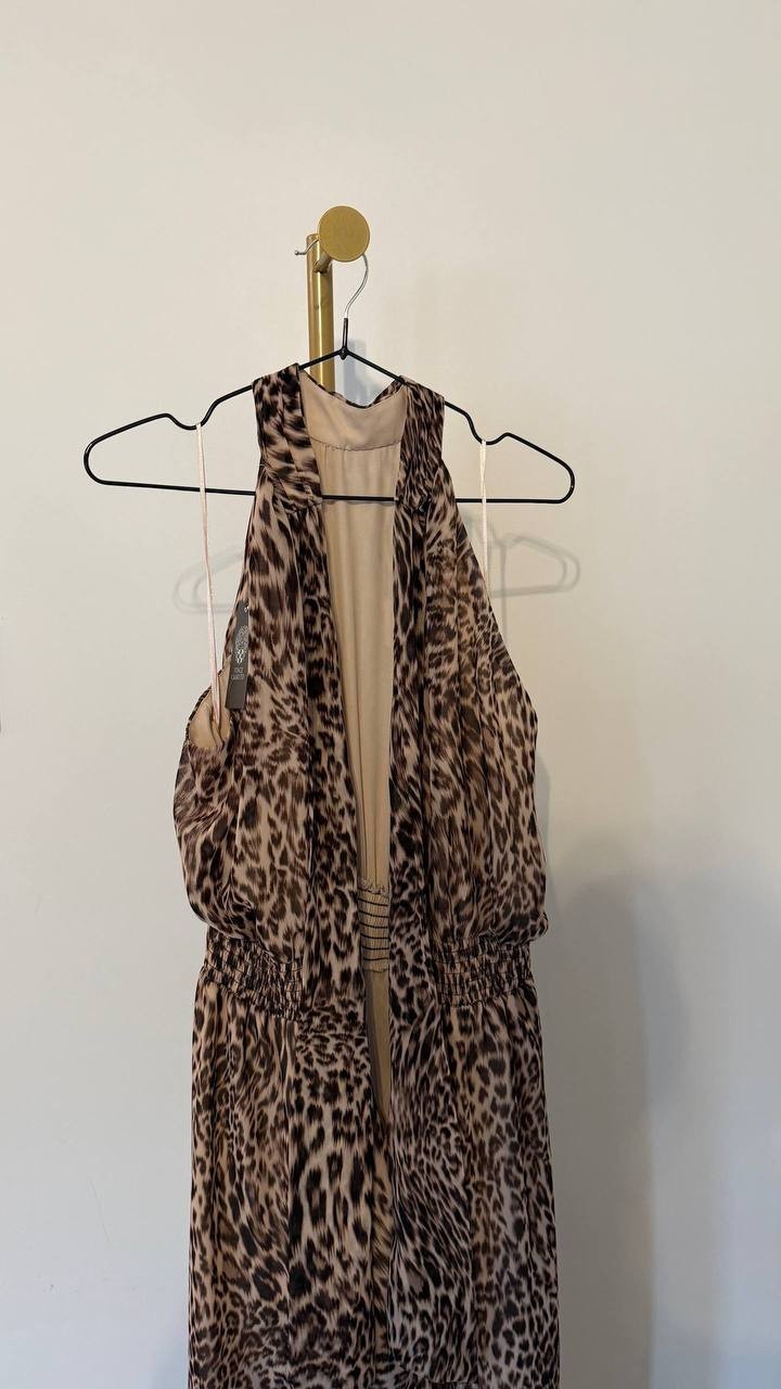 Vince Camuto Halter Chiffon Jumpsuit Rich Taupe M NWT – Defective Zipper