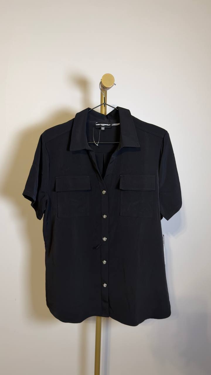 Karl  Lagerfeld  Paris  Women’s   Blouse  Black  L  NWT $109