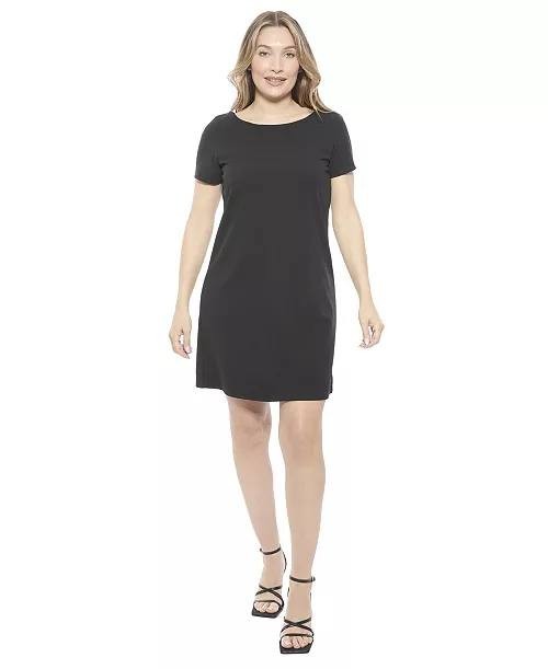 24Seven Women’s Short Sleeve Round Neck Mini Shift Dress Black M $75.99 NWT
