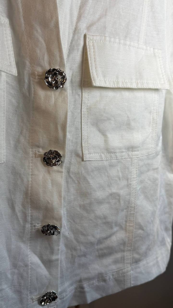 Karl Lagerfeld Paris Short-Sleeve Button Shirt White Size M NWOT $129