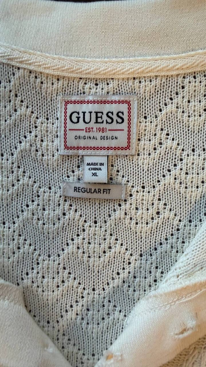 Guess Men’s Logan Knit Polo Shirt Beige XL $69 NWT