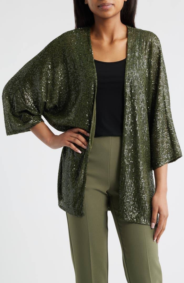 Anne Klein Draped Open‑Front Cardigan – Size L – NWT – $119