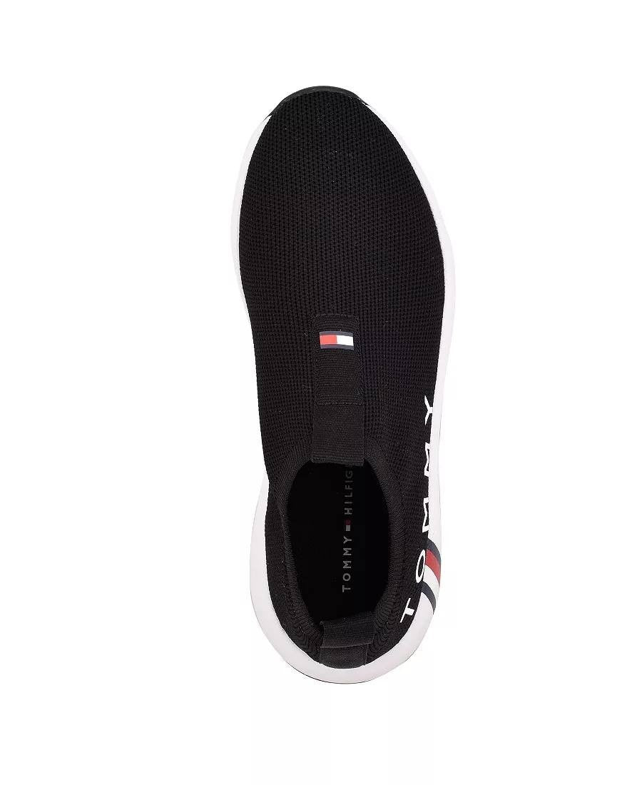 Tommy Hilfiger Aliah Sneakers 9M Black Knit Slip‑On Sporty Casual NIB msrp$69