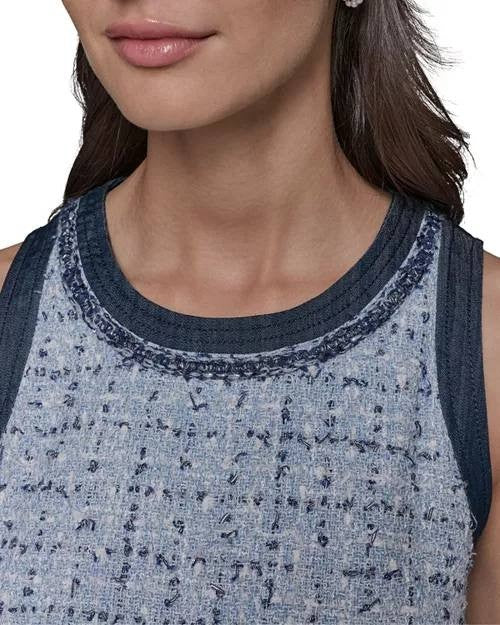Karl Lagerfeld Paris Tweed A‑Line Dress Chambray Blue Marine 8 NWT $168