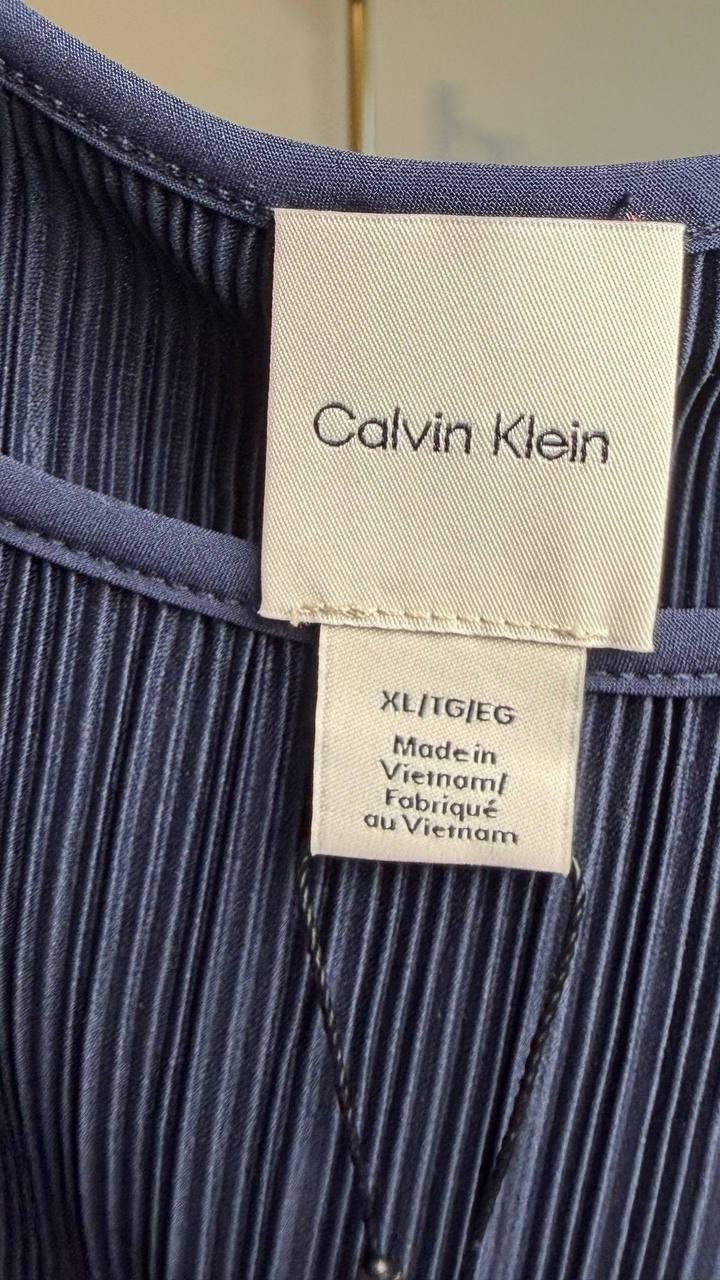 Calvin Klein Plissé Sleeveless Tank Top Sky Captain XL NWT $79