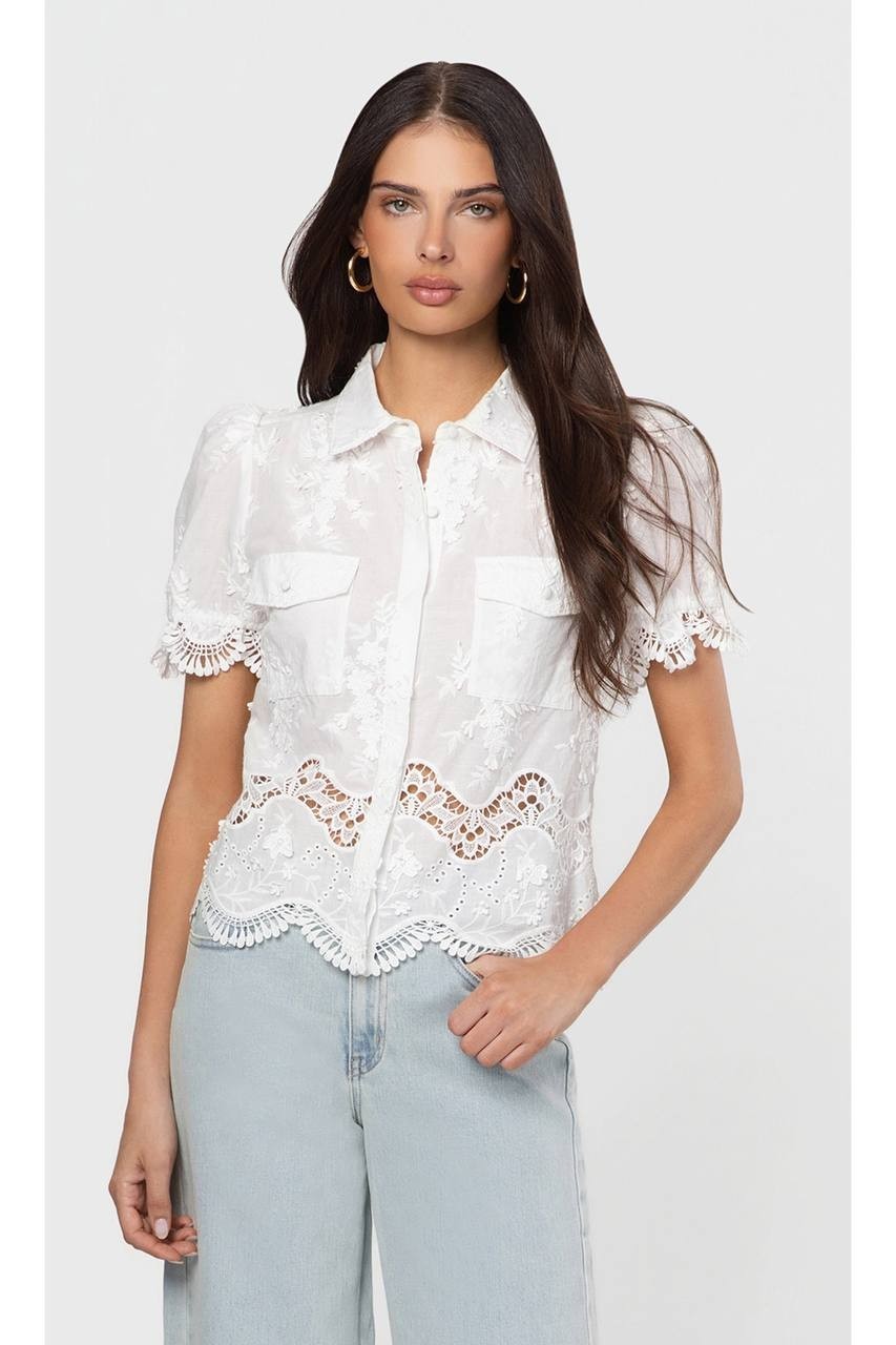 Generation Love Mina 3D Voile Shirt L White NWT $225