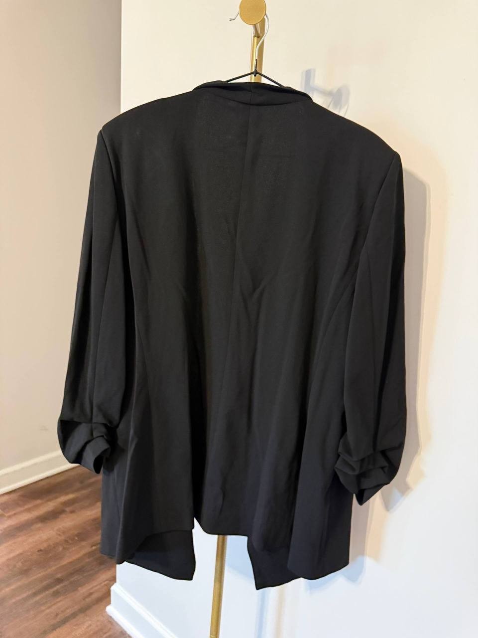 DKNY Scuba Crepe Ruched Open‑Front Jacket Black XL NWT Modern Chic MSRP$99