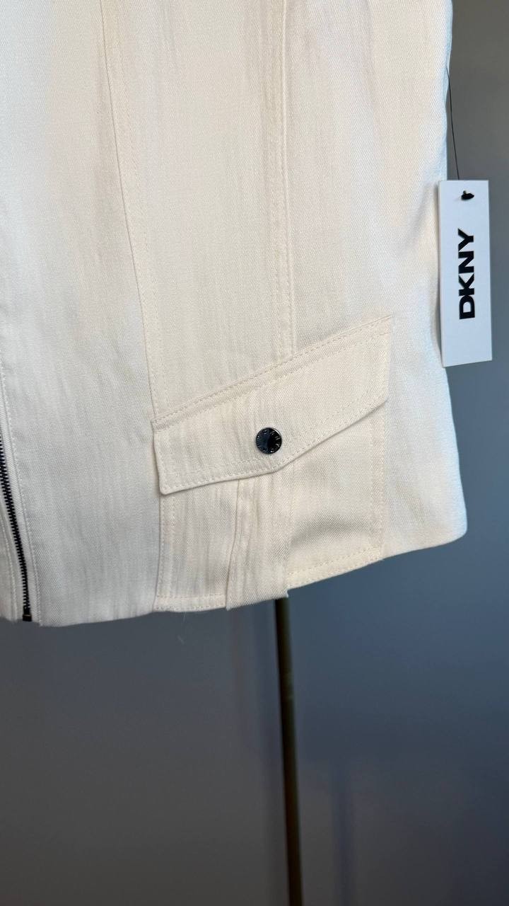 DKNY Weathered Zip‑Up Vest Coconut Beige XL NWT $99