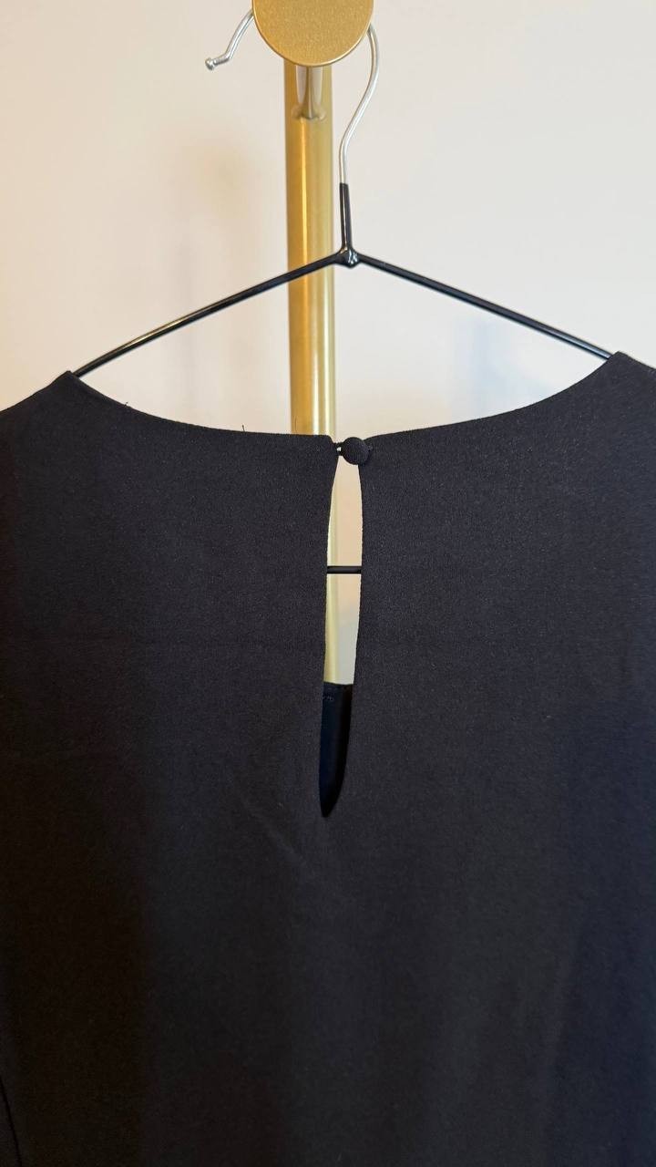 CeCe Sequin Bow Shift Dress Black Mini Lined Round Neck Size 12 NWT $119