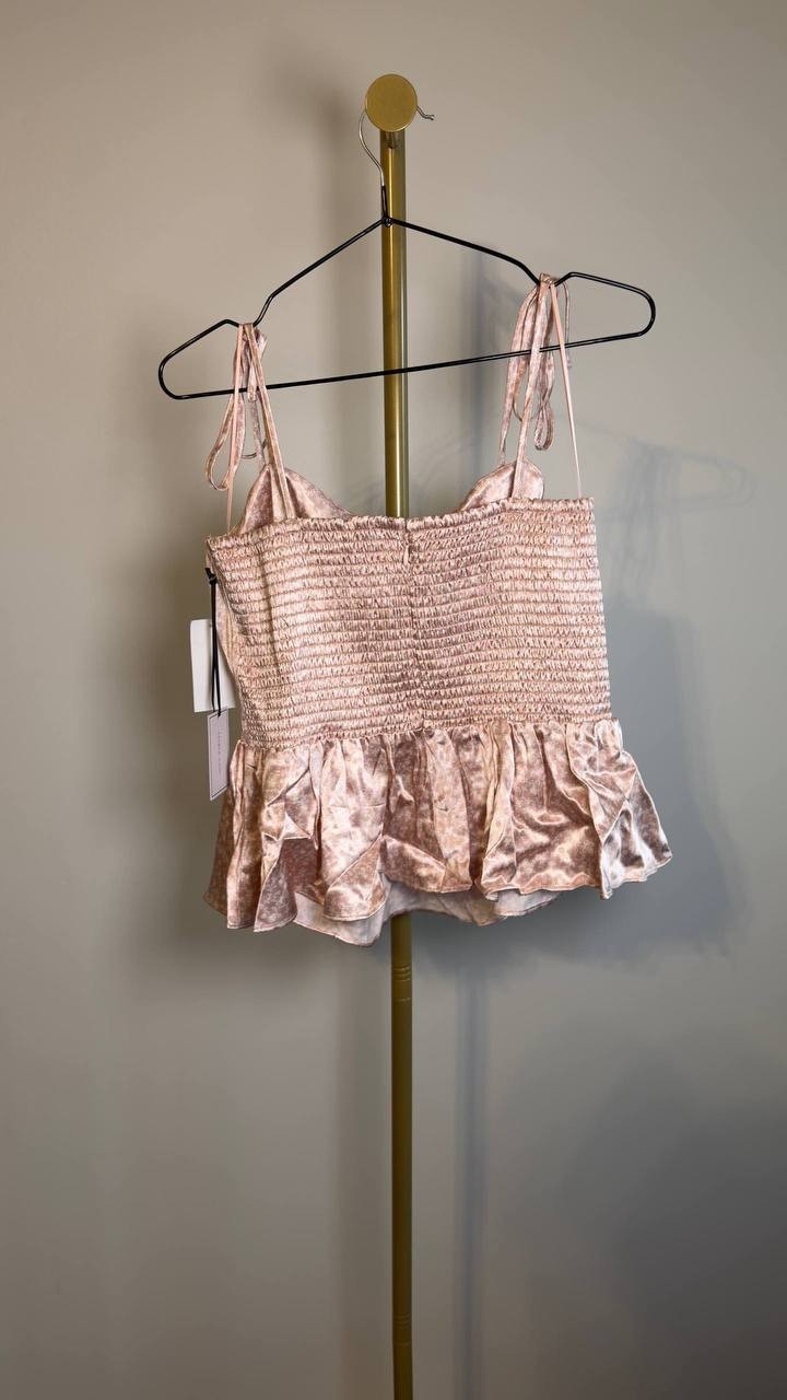 1.STATE Date Peplum Top Rose Cloud L NWT $79