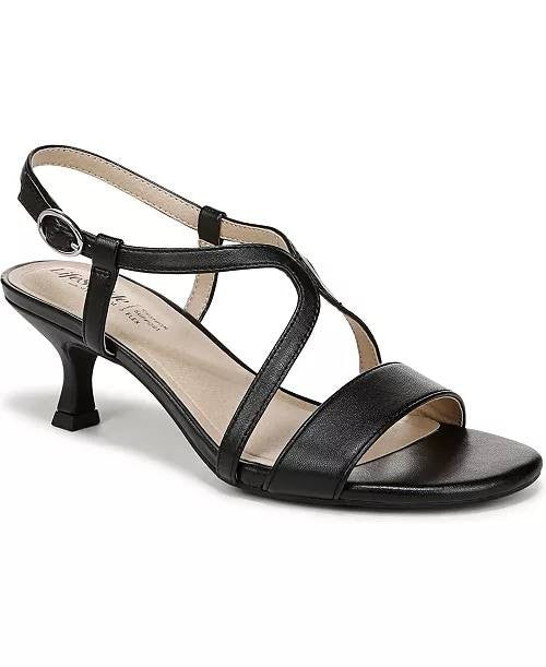 LifeStride Black Faux Leather Slingback Sandals 8.5W NIB $79.99